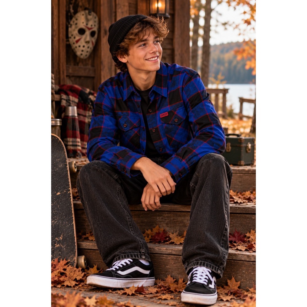 DIXXON FLANNEL Friday the 13th 2019 Voorhees Plaid Shirt Blue Red Black Small